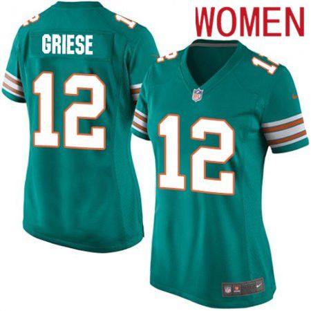 Women Miami Dolphins #12 Bob Griese Nike Green Alternate Game NFL Jersey->women nfl jersey->Women Jersey